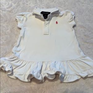 White Ralph Lauren dress with Pink logo Sz 12 m